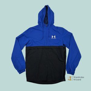 Under Armour Men's Quarter Zip Up Jacket w/Hood, Small Royal Blue